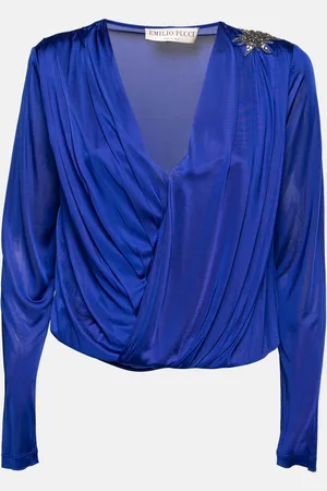 Emilio Pucci Jersey Wrap Effect Pleated Blouse M