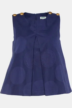 Kenzo Navy Circle Jacquard Sleeveless Flared Top S