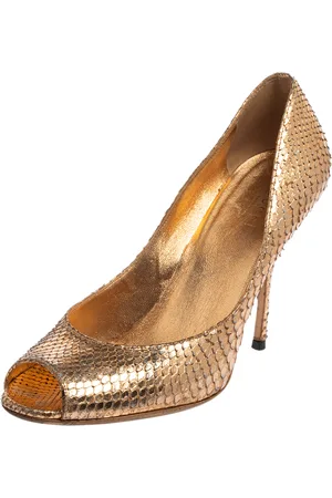 Gucci Python Leather Peep Toe Pumps Size 37