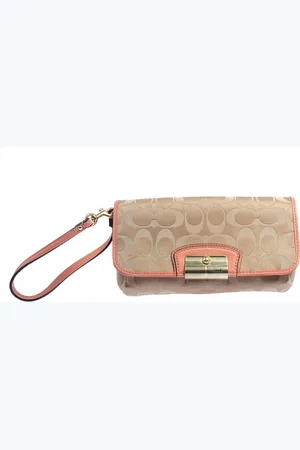 Coach /Orange Signature Canvas and Leather Wristlet Clutch