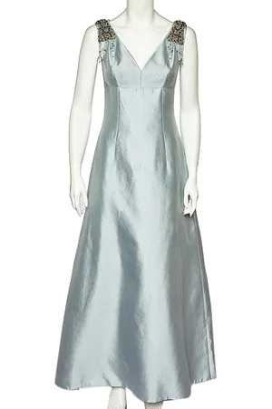 Prada Icy Wool & Silk Embellished Detail Sleeveless Gown S