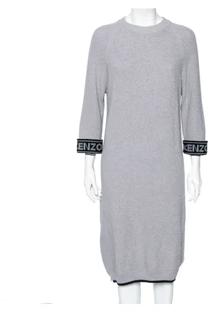 Kenzo Knit Logo Trimmed Detailed Long Sleeve Sweater Dress S