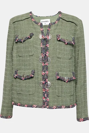 CHANEL Fantasy Tweed Button Front Jacket XXL