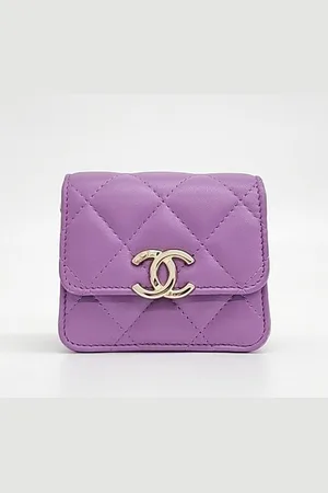 CHANEL Leather Coco Chain Card Wallet