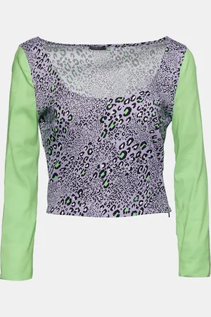 VERSACE Leopard Print Knit Crop Top L