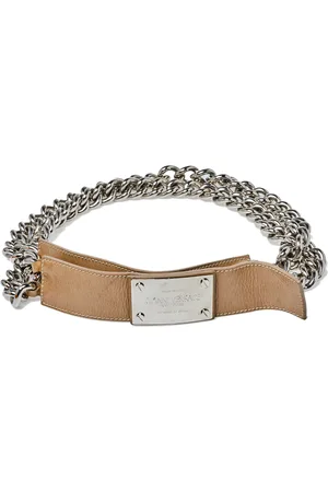 VERSACE Patent Leather and Chain Logo Plaque Belt 85CM