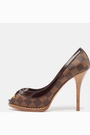LOUIS VUITTON Damier Ebene Canvas Palm Beach Pumps Size 37
