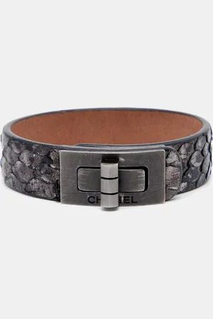 CHANEL Metallic Snakeskin Leather Bracelet