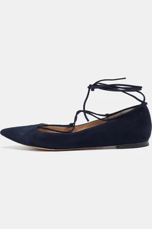 Gianvito Rossi Suede Femi Ankle Tie Ballet Flats Size 39.5