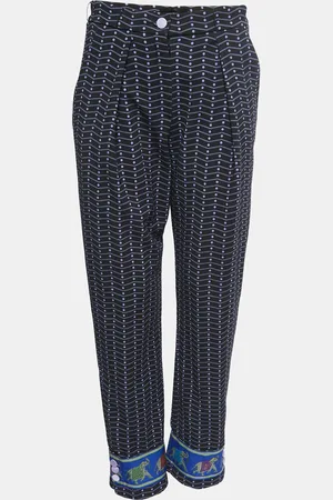Emporio Armani Printed Crepe Elephant Trim Detail Trousers S