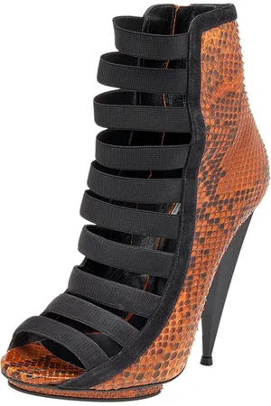 Gucci /Brown Python Leather And Suede Boots Size 38.5
