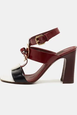 LOUIS VUITTON Tricolor Leather Ankle Strap Sandals Size 36.5