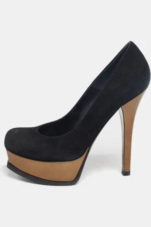 Fendi /Bronze Suede And Leather sta Platform Pumps Size 37