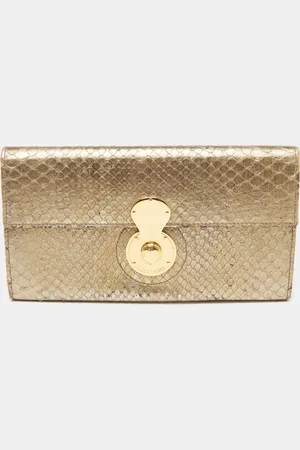 Ralph Lauren Metallic Gold Python Leather Ricky Continental Wallet
