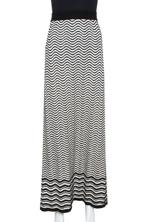 M Missoni Monochrome Wave Patterned Knit Maxi Skirt M