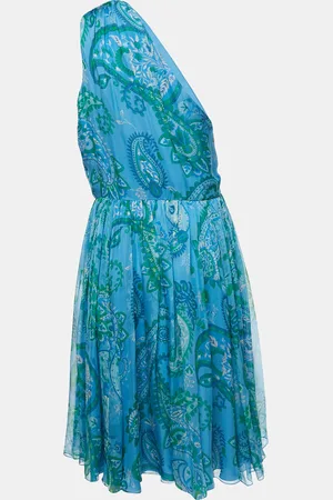 Dior Christian Paisley Printed One Shoulder Mini Dress L