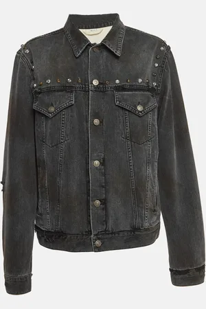 Gucci Distressed Ripped Denim Metal Detail Jacket XL