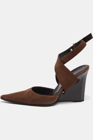 Casadei Suede Ankle Strap Wedge Sandals Size 38