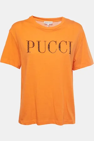 Emilio Pucci Cotton Crystal Embellished Logo T-Shirt S