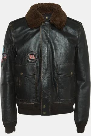 Saint Laurent Applique Detail Leather Jacket XL