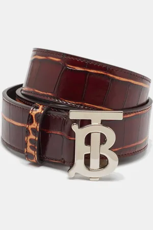 Burberry Croc Embossed Leather TB Buckle Belt 80CM