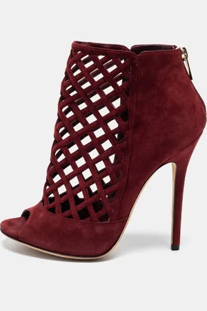 Jimmy Choo Suede Drift Cut-Out Peep-Toe Ankle Booties Size 38