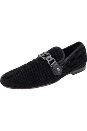 LOUIS VUITTON Petit Damier Ebene Suede Monte Carlo Moccasins Size 41.5