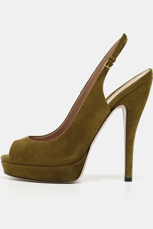 Gucci Suede Sofia Slingback Platform Pumps Size 38.5
