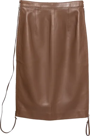 Burberry Leather Double Zip Pencil Midi Skirt XS