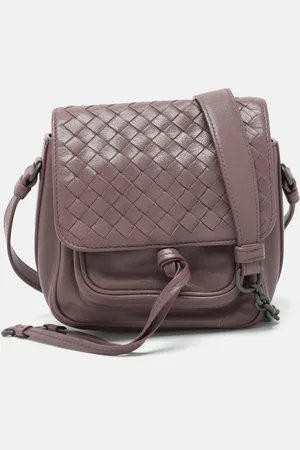 Bottega Veneta Mauve Intrecciato Leather Flap Shoulder Bag