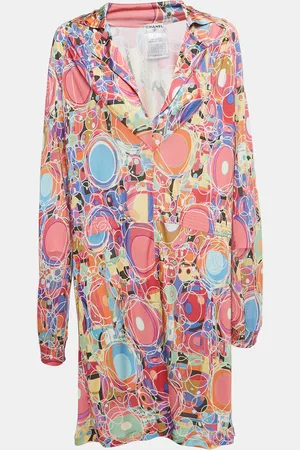 CHANEL Printed Jersey Full Sleeve Mini Dress L