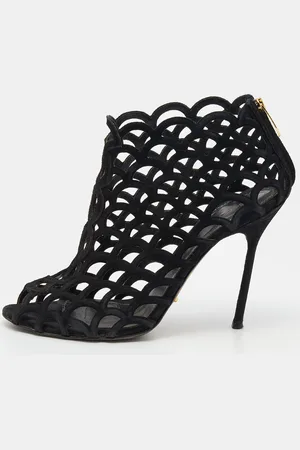 Sergio Rossi Suede Cut Out Open Toe Ankle Length Booties Size 36