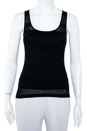 Emporio Armani Navy Blue & Knit Crossback Detail Tank Top S