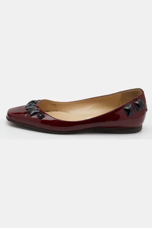 Jimmy Choo Patent Leather Crystal Embellished Watson Ballet Flats Size 37.5