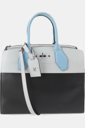 LOUIS VUITTON Blue/ /Grey Leather City Steamer MM Bag
