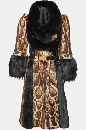 Gucci /Black Fur Belted Long Coat M