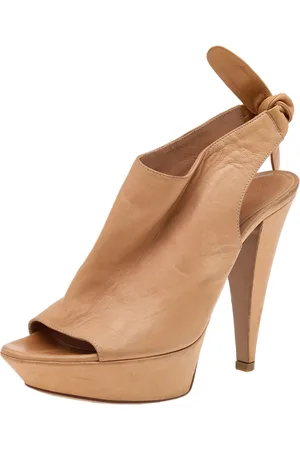Sergio Rossi Leather Platform Ankle Wrap Sandals Size 38