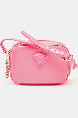 VERSACE Neon Patent Leather Palazzo Camera Crossbody Bag