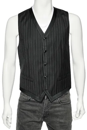 Dolce & Gabbana Striped Wool Satin Trim Vest M
