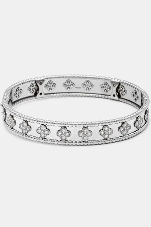 Van cleef Perlée Clover Diamonds 18k Gold Bracelet L