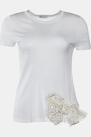 RED Valentino Modal Lace Bow Detail Crew Neck Top S