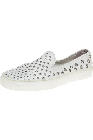 Gucci Leather Eyelet Embellished Slip On Sneakers Size 38.5