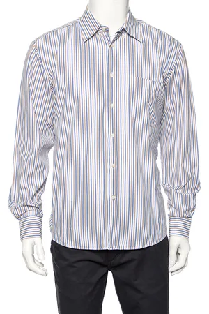 Balmain Striped Cotton Button Front Shirt L