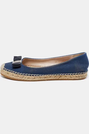 Salvatore Ferragamo Denim Mandy Espadrille Flats Size 40.5