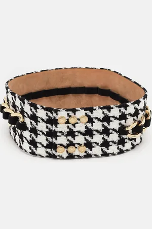 Balmain /White Tweed Chainlink Wide Waist Belt