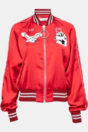 OFF-WHITE Satin Rib Knit Trimmed Greenland Bomber Jacket M