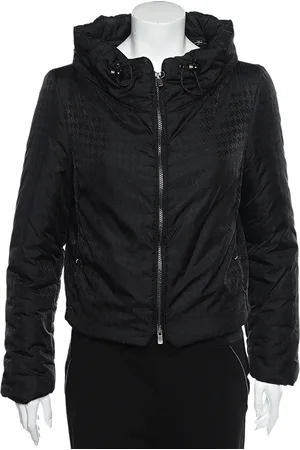 Emporio Armani Synthetic Concealed Hood Detail Zip Front Jacket M