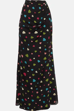 Moschino Heart Print Silk Maxi Skirt S
