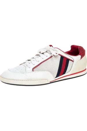 Gucci Web Leather and Mesh Tennis 83 Lace Up Sneakers Size 45