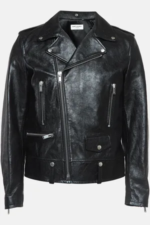 Saint Laurent Leather Zipper Detail Biker Jacket XL